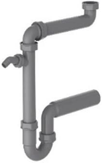 Kirchhoff ECO-SAVE Kunststof ruimtebesparende spoelbak buisvormige sifon Grau 1 2" H x 50 mm met 3 4" apparaataansluiting 98833649