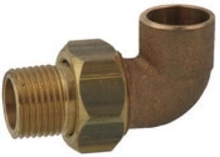 Kirchhoff Haakse schroefkoppeling van rood messing 90° blank 15 mm x 1 2"ET conische afdichting 1 socket (4098g) 989221055