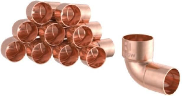 Kirchhoff Koperen bocht 90° blank 22 mm 1 socket (5092) (10x) 989269655