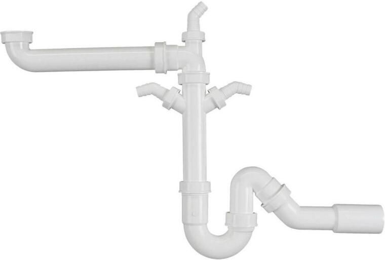 Kirchhoff Kunststof ruimtebesparende spoelbak buisvormige sifon wit 1 2" H x 50 mm met 3 4" apparaataansluiting 98833748