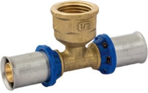 Kirchhoff Messing adapter T-stuk blank 20 mm x 1 2"H x 20 mm persfitting voor meerlagenbuis 988721255