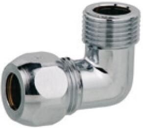 Kirchhoff Messing hoek knelkoppeling 90° chroom 3 8"ET x 10 mm 986254148