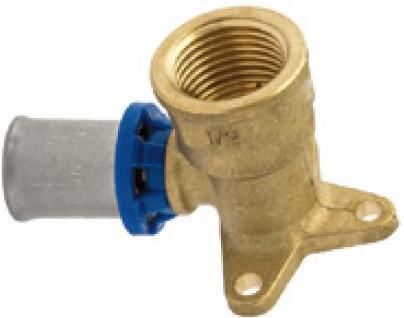 Kirchhoff Messing hoek muurplaat blank 16 mm x 1 2"IT persfitting voor meerlagenbuis 988722155