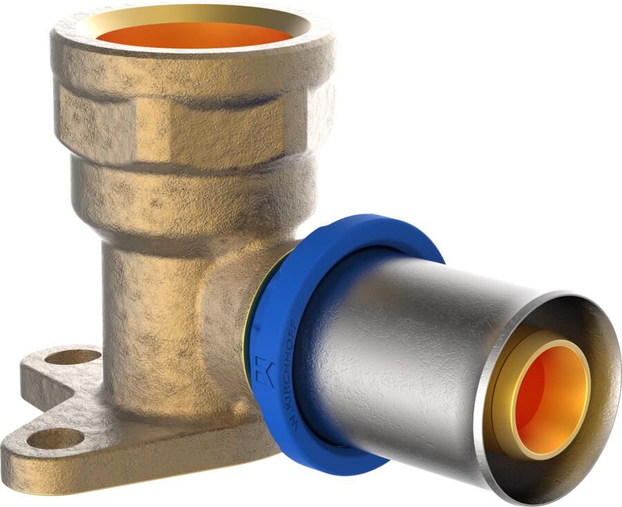Kirchhoff Messing hoek muurplaat blank 20 mm x 1 2"IT persfitting voor meerlagenbuis 988722355