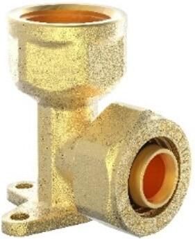 Kirchhoff Messing hoek muurplaat vernikkeld 16 mm x 1 2"IT klemkoppeling voor meerlagenbuis 988909155