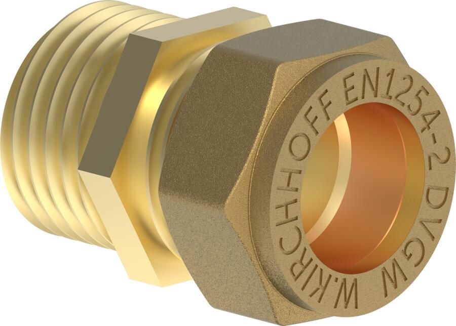 Kirchhoff Messing overgangsstuk blank 12 mm x 1 2"ET klemkoppeling voor koperen buis 989457217