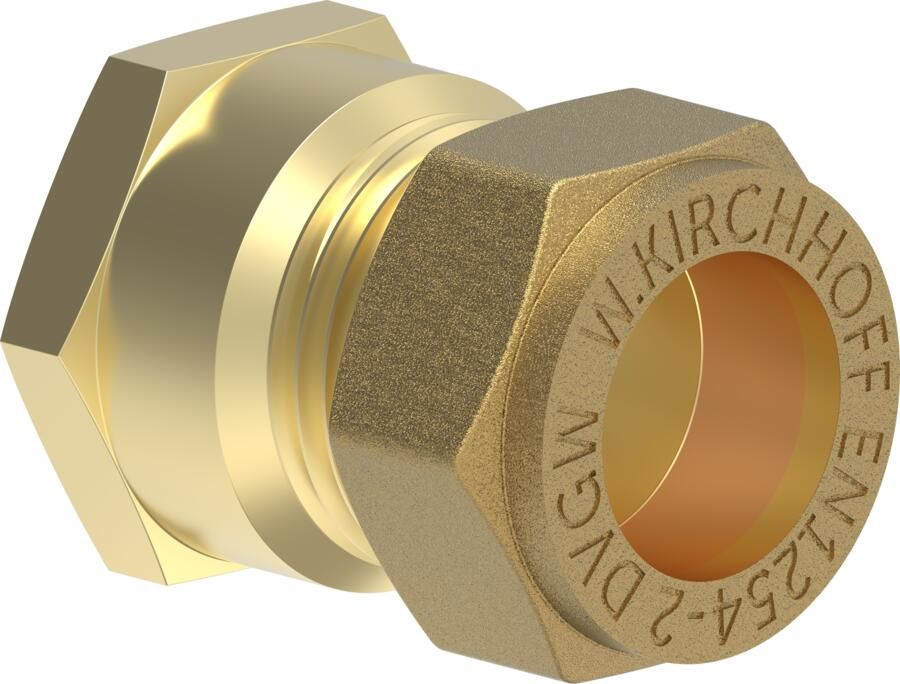 Kirchhoff Messing overgangsstuk blank 12 mm x 3 8"IT klemkoppeling voor koperen buis 989456117