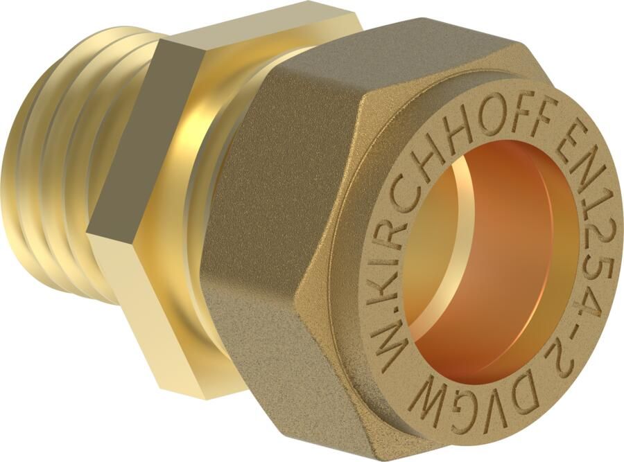 Kirchhoff Messing overgangsstuk blank 18 mm x 1 2"ET klemkoppeling voor koperen buis 989457617