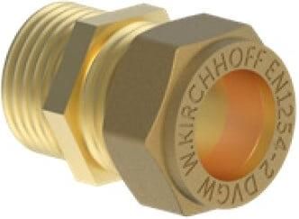 Kirchhoff Messing overgangsstuk blank 15 mm x 3 8"ET klemkoppeling voor koperen buis 989457317