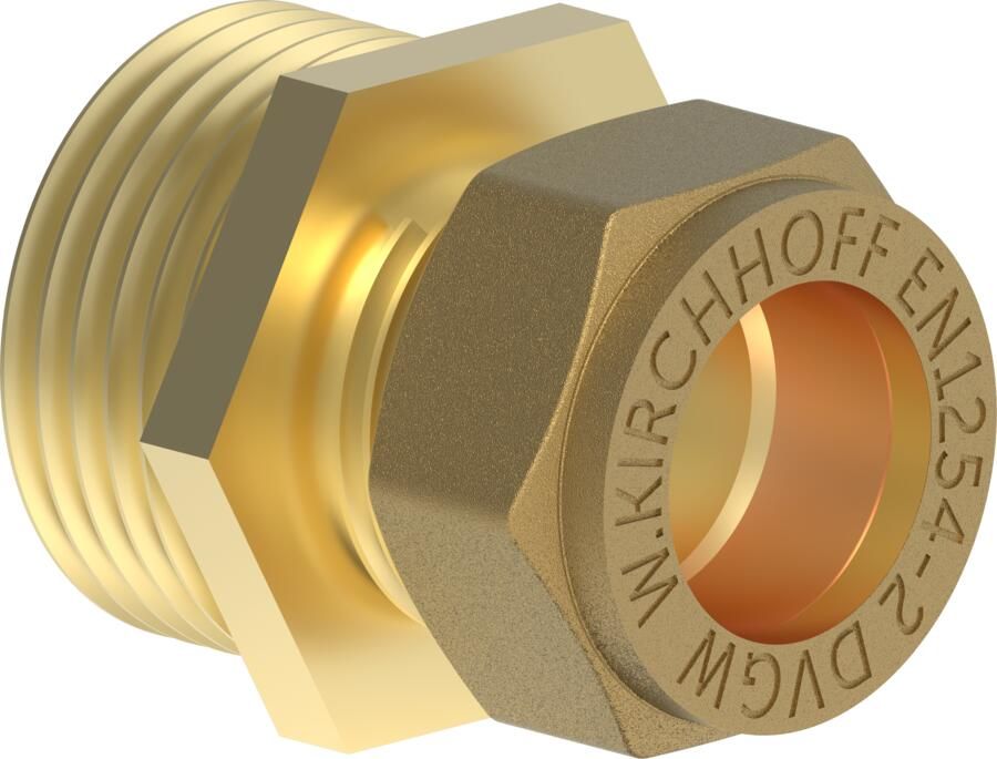 Kirchhoff Messing overgangsstuk blank 22 mm x 1"ET klemkoppeling voor koperen buis 989457817