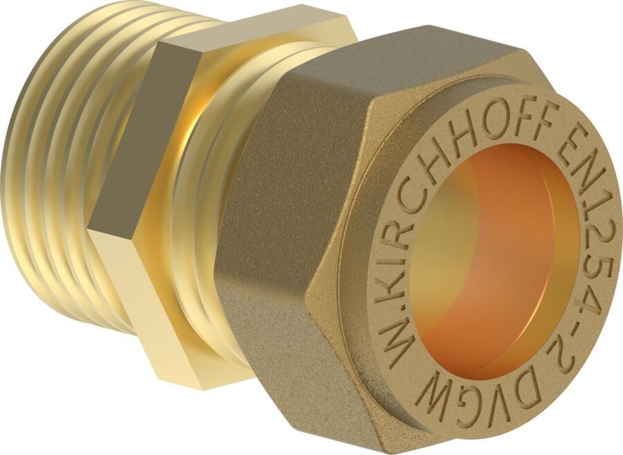 Kirchhoff Messing overgangsstuk blank 22 mm x 3 4"ET klemfitting voor koperen buis 989457717