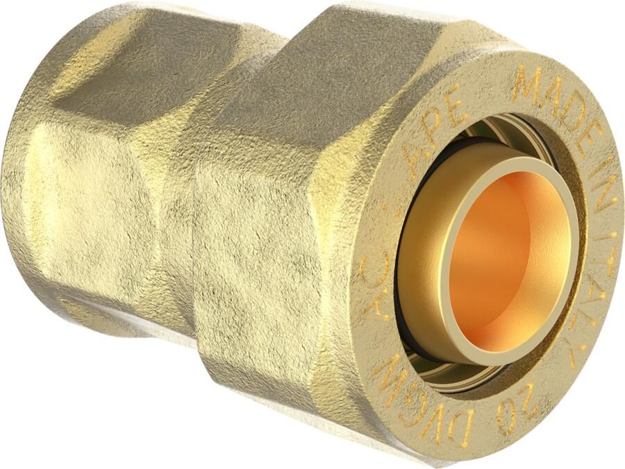 Kirchhoff Messing overgangsstuk | Vernikkeld | 20 mm x 1 2"IT | Klemkoppeling voor meerlagenbuis 988903355