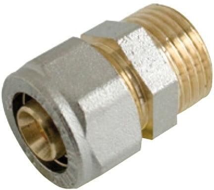 Kirchhoff Messing overgangsstuk vernikkeld 16 mm x 1 2"ET klemkoppeling voor meerlagenbuis 988905155