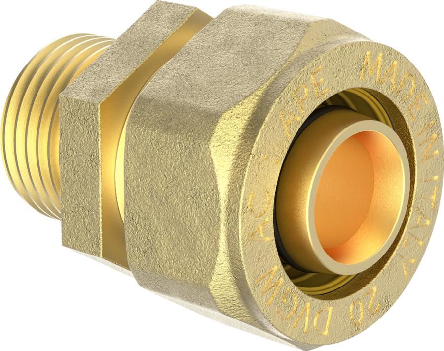 Kirchhoff Messing overgangsstuk | Vernikkeld | 16 mm x 3 4"ET | Klemkoppeling voor meerlagenbuis 988905255