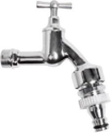 Kirchhoff Messing uitlaatventiel met T-greep chroom 1 2"ET x Gardena Click met buisbeluchter en terugslagklep 986192155