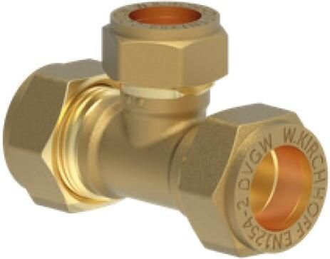 Kirchhoff Messing verloopstuk blank 18 mm x 15 mm x 18 mm klemkoppeling voor koperen buis 989453517
