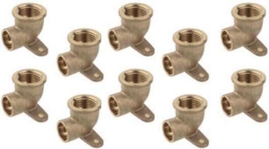 Kirchhoff Muurplaat hoek van rood messing blank 18 mm x 1 2"IT 1 socket (4472g) (10x) 989128755