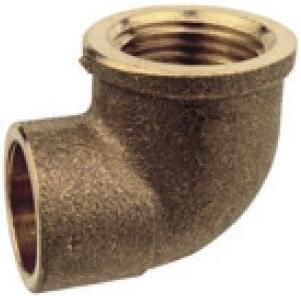 Kirchhoff Overgangshoek van rood messing 90° blank 12 mm x 1 2"IT 1 socket (4090g) 989235017