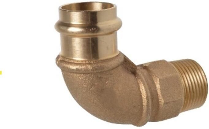 Kirchhoff Overgangshoek van rood messing 90° blank 18 mm x 3 4"ET 1 socket (P4092g) 988622455