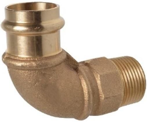 Kirchhoff Roodmessing overgangshoek 90° blank 22 mm x 3 4"ET 1 socket (P4092g) 988622555
