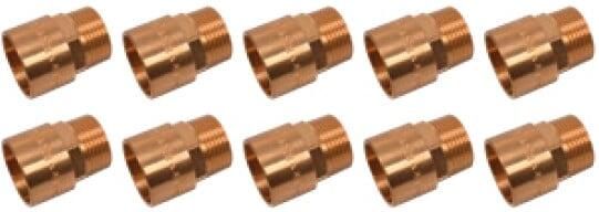 Kirchhoff Overgangsnippel van rood messing blank 22 mm x 3 4"ET 1 socket (4243g) (10x) 989084060