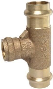 Kirchhoff Rood messing overgang T-stuk blank 18 mm x 1 2"ER x 18 mm 2 sockets (P4130g) 988625355