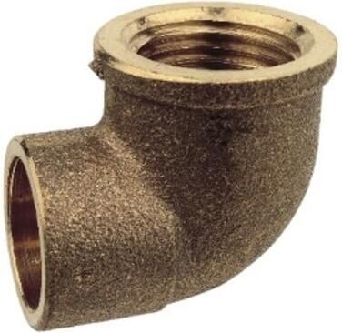 Kirchhoff Roodmessing overgangshoek 90° blank 22 mm x 3 4"IT 1 socket (4090g) 989233055