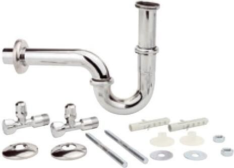 Kirchhoff Sifon voor wastafelsifons 1 4" x 32 mm met montage en 2x haakse-kraan 98800104