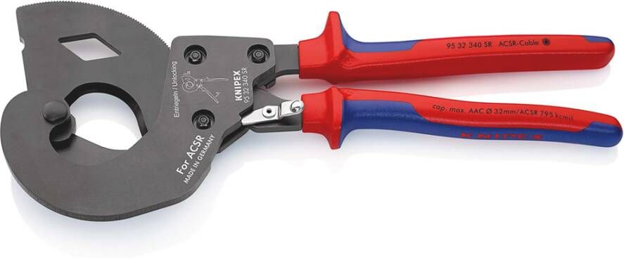 Knipex ACSR bovengrondse kabelschaar | Voor elektriciteitsleidingen | Ratelprincipe 95 32 340 SR