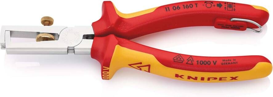 Knipex Afstriptang met openingsveer | Universeel | Geïsoleerd | Meercomponenten-omhulling 11 06 160 T BK