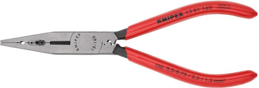 Knipex Bedradingstang | Kunststof bekleed | Zwart geatramenteerd | Lengte 160 mm | Zelfbedieningskaart blister 13 01 160 SB