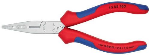 Knipex Bedradingstang | lengte 160 mm | 0 5-0 75 1 5 2 5 mm² | verchroomd meercomponenten mantels | 1 stuk 13 05 160 13 05 160