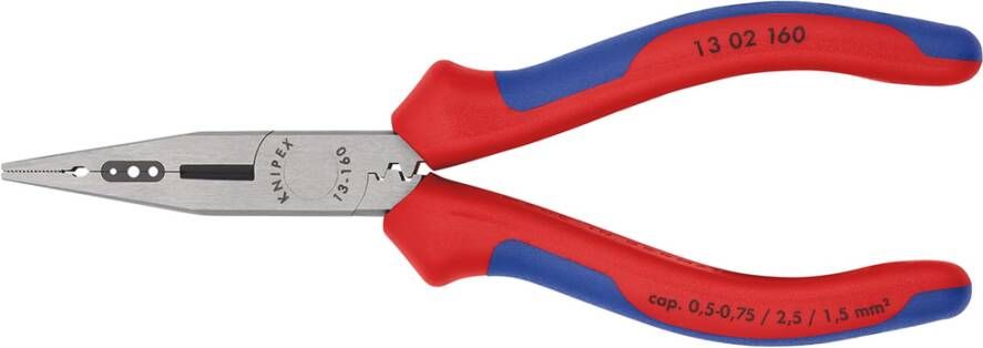 Knipex Bedradingstang | Meer-componentengrepen | Zwart geatramenteerd | Lengte 160 mm | Zelfbedieningskaart blister 13 02 160 SB