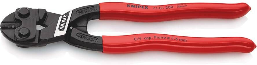 Knipex CoBolt compacte boutensnijtang | Kunststof bekleed | Zwart geatramenteerd | Lengte 200 mm 71 01 200 SB