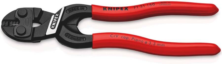 Knipex CoBolt S compacte boutensnijtang met snijuitsparing | Kunststof bekleed | Zwart geatramenteerd | Lengte 160 mm 71 31 160 SB