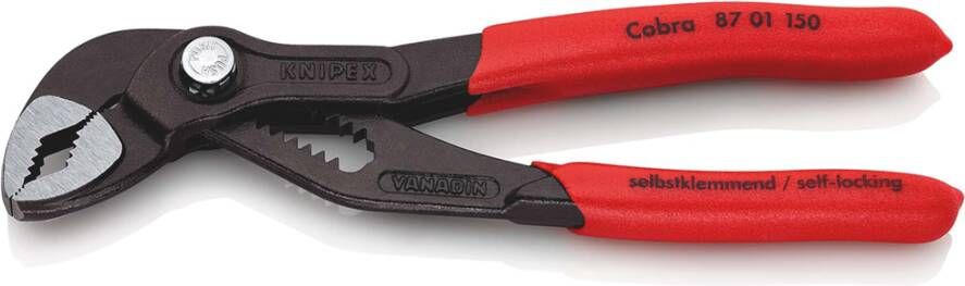 Knipex Cobra Hightech-Waterpomptang | 150 mm Lengte | Anti-Slip | Kunststof Bekleed | Grijs Geatramenteerd 87 01 150 SB