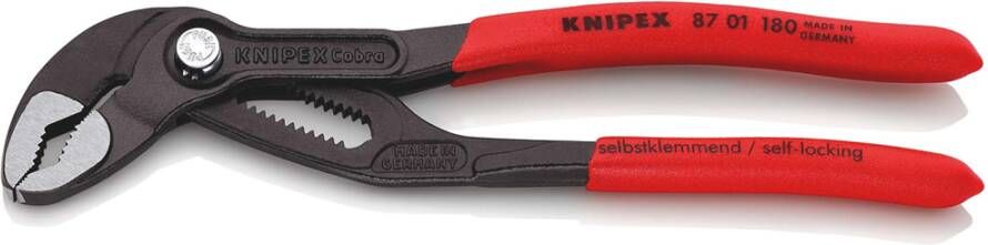 Knipex Cobra Hightech-Waterpomptang | 180 mm Lengte | Anti-Slip | Kunststof Bekleed | Grijs Geatramenteerd 87 01 180 SB