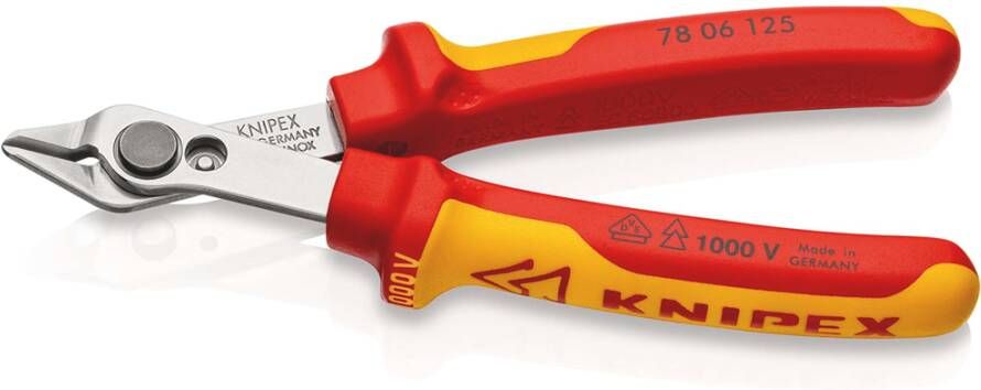 Knipex Electronic Super Knips VDE | 125 mm Lengte | Geïsoleerd | Meer-Componentengrepen | VDE-Getest 78 06 125 SB