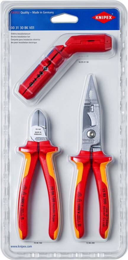 Knipex Elektro-Installatieset | 1 x 13 86 200 1 x 16 95 01 SB 1 x 70 06 160 00 31 30 BK V01