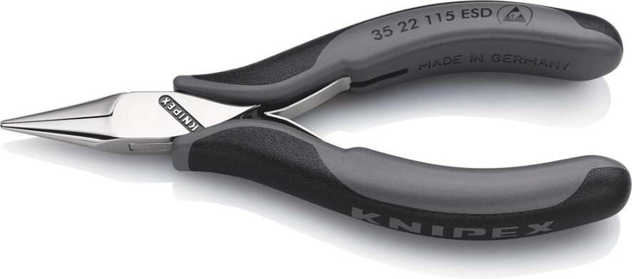 Knipex Elektronica-grijptang ESD | Meer-componentengrepen | Lengte 115 mm | Zelfbedieningskaart blister 35 22 115 ESDSB