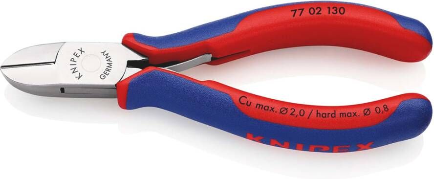 Knipex Elektronica-Zijsnijtang | 130 mm Lengte | Doorgestoken Scharnier | Meer-Componentengrepen 77 02 130 SB