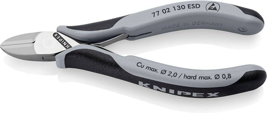 Knipex Elektronica-Zijsnijtangen ESD | 130 mm Lengte | Doorgestoken Scharnier | Meer-Componentengrepen 77 02 130 ESD