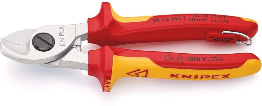 Knipex Kabelschaar geïsoleerd | Meercomponenten-omhullingen | VDE-gekeurd | Geïntegreerde openingsveer 95 16 165 T BK