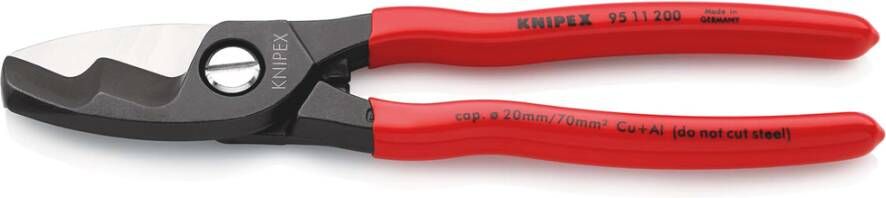 Knipex Kabelschaar met dubbele snijkanten | Kunststof bekleed | Gebruineerd | Lengte 200 mm | Zelfbedieningskaart blister 95 11 200 SB