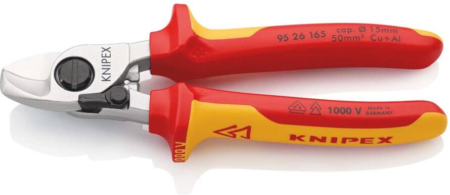 Knipex Kabelschaar met openingsveer | Geïsoleerd | Meer-componentengrepen | VDE-getest 95 26 165 SB