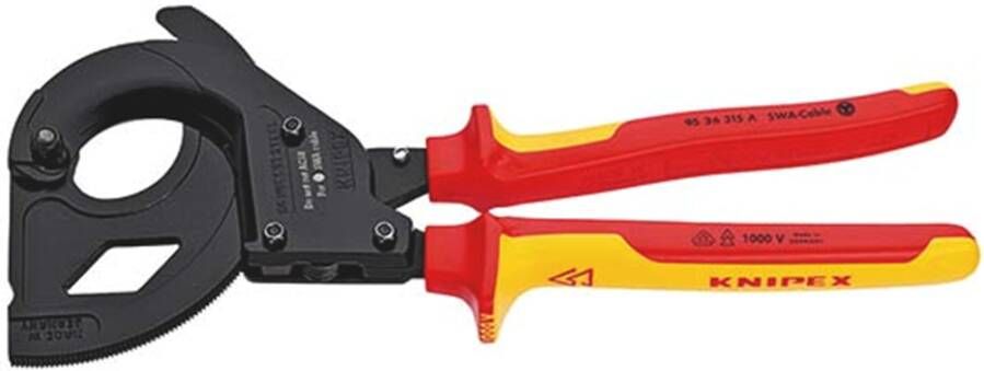 Knipex Kabelschaar (ratelprincipe) | Voor met staal gewapende kabels (SWA kabels) | Geïsoleerd 95 36 315 A