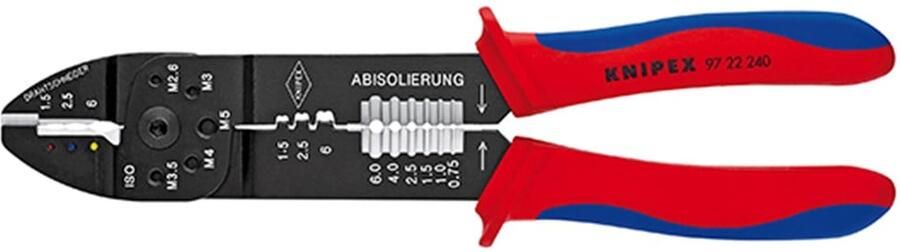 Knipex Krimptang voor kabelschoenen en stekkers | 0.5 tot 6 mm² 9722240SB