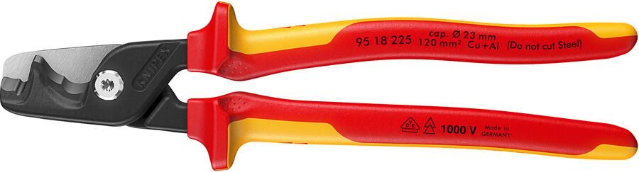 Knipex Kabelschere StepCut XL L.225mm Kopf brün.VDE Mehrkomp.-Hüllen