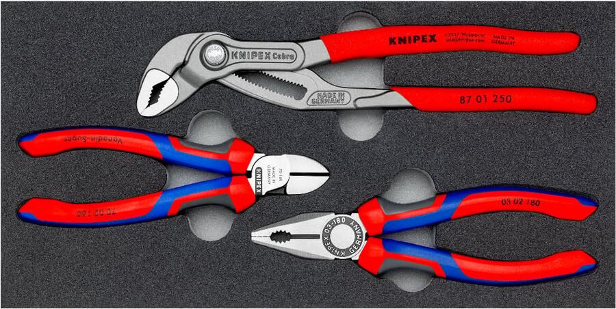 Knipex Tangenset Bestseller 3-delig met schuiminlay 002001V26