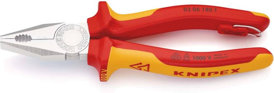 Knipex Kombitang geïsoleerd | Meercomponenten-omhullingen | VDE-gekeurd | Geïntegreerde openingsveer 03 06 180 T BK